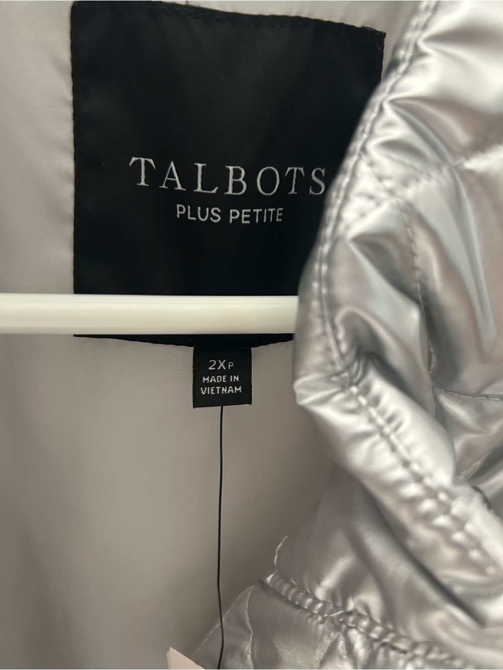 NWT Talbots Quilted Down Puffer Vest - 2XLP (XXL plus petite) in silver metallic - Picture 6 of 6